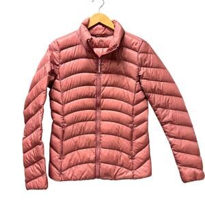 Uniqlo Down Puffer Jacket Womens Small Dusty Rose Pink Full Zip Packable